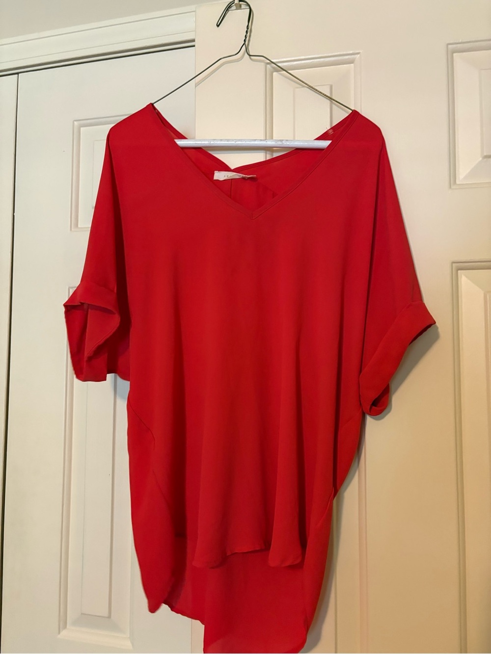 Lush Red V-Neck Dolman Sleeve Blouse